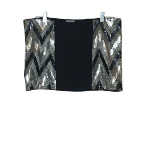 Tobi Sequined Mini Skirt Black w/Platinum Sequins